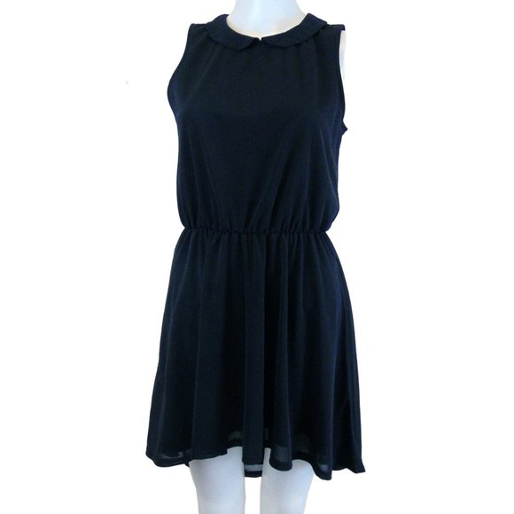 Black Hi - Low Dress with Collar and Open Back Siz - Picture 1 of 2